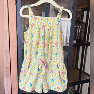 Mini Boden Romper toddler girl floral pockets drawstring sleeveless tank